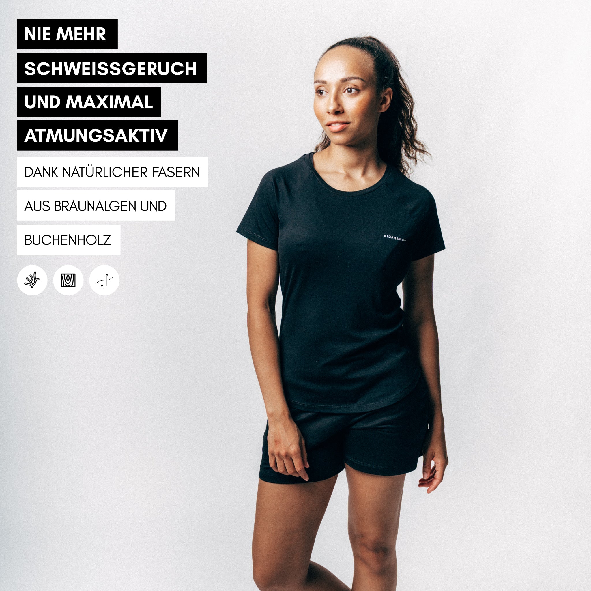 POSEIDA | Women Sport Shirt aus SEACELL - schwarz